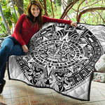 White And Black Maya Calendar Print Quilt