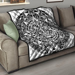 White And Black Maya Calendar Print Quilt