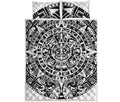 White And Black Maya Calendar Print Quilt Bed Set