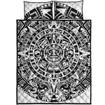 White And Black Maya Calendar Print Quilt Bed Set