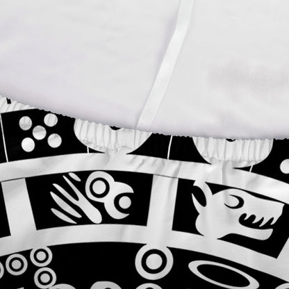 White And Black Maya Calendar Print Sofa Cover