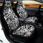 White And Black Maya Calendar Print Universal Fit Car Seat Covers