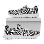 White And Black Maya Calendar Print White Sneakers