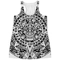 White And Black Maya Calendar Print Women's Racerback Tank Top
