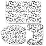 White And Black Music Note Pattern Print 3 Piece Bath Mat Set