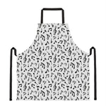 White And Black Music Note Pattern Print Apron