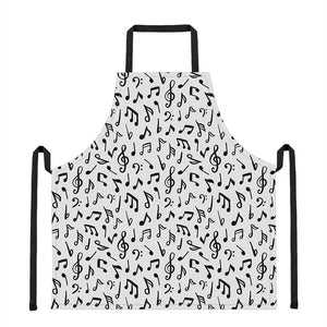 White And Black Music Note Pattern Print Apron