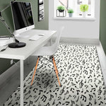 White And Black Music Note Pattern Print Area Rug
