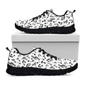 White And Black Music Note Pattern Print Black Running Shoes