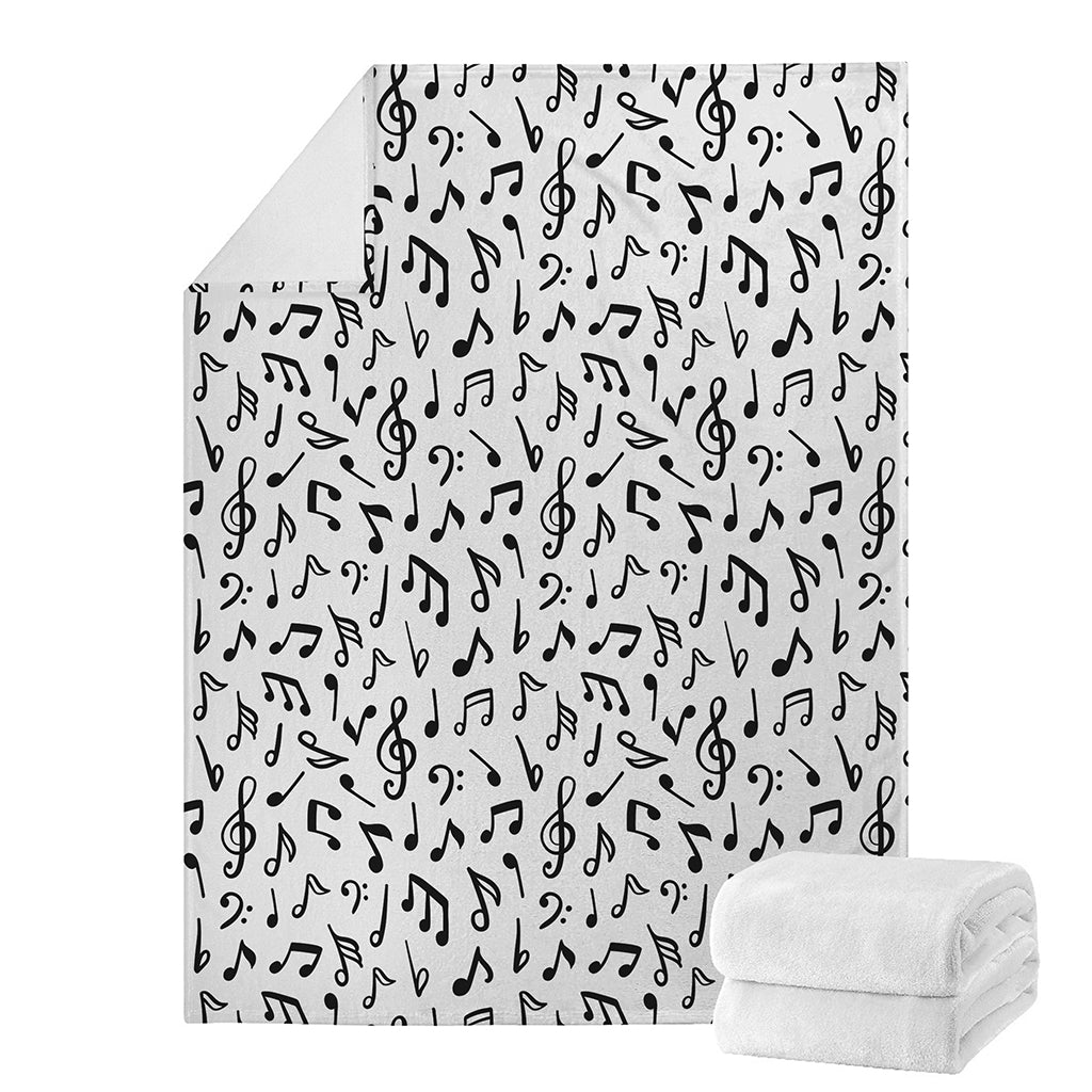 White And Black Music Note Pattern Print Blanket