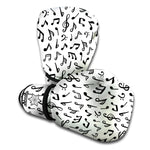 White And Black Music Note Pattern Print Boxing Gloves