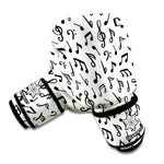 White And Black Music Note Pattern Print Boxing Gloves