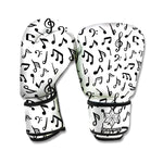 White And Black Music Note Pattern Print Boxing Gloves