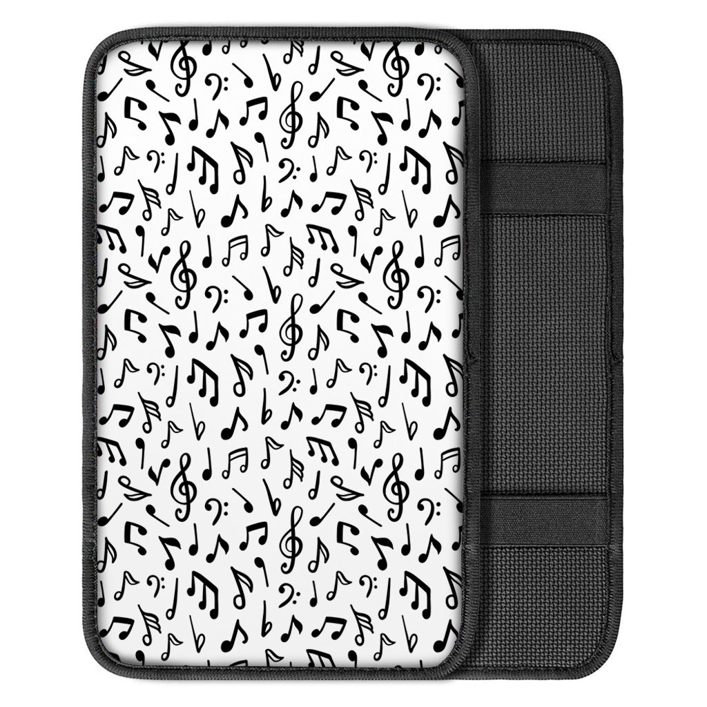 White And Black Music Note Pattern Print Car Center Console Cover