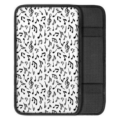 White And Black Music Note Pattern Print Car Center Console Cover
