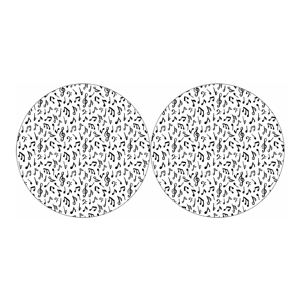 White And Black Music Note Pattern Print Car Coasters