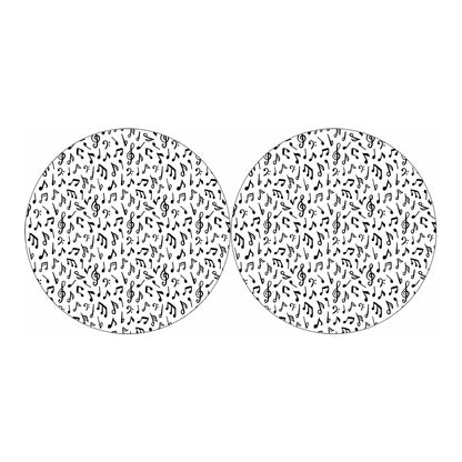 White And Black Music Note Pattern Print Car Coasters