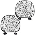 White And Black Music Note Pattern Print Car Headrest Covers