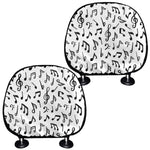 White And Black Music Note Pattern Print Car Headrest Covers