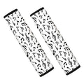 White And Black Music Note Pattern Print Car Seat Belt Covers