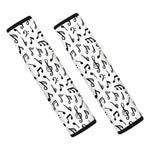 White And Black Music Note Pattern Print Car Seat Belt Covers