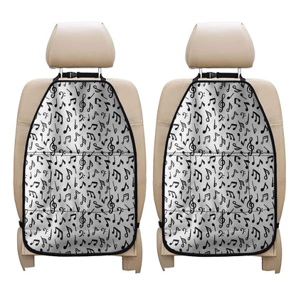 White And Black Music Note Pattern Print Car Seat Organizers