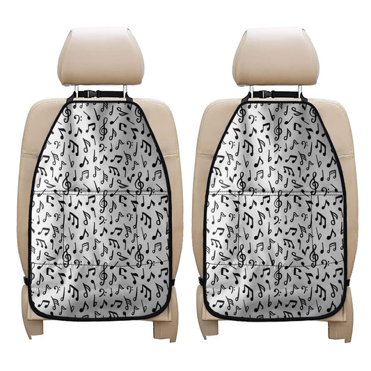 White And Black Music Note Pattern Print Car Seat Organizers