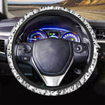 White And Black Music Note Pattern Print Car Steering Wheel Cover