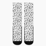 White And Black Music Note Pattern Print Crew Socks