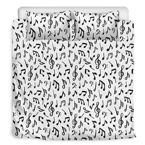 White And Black Music Note Pattern Print Duvet Cover Bedding Set