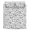 White And Black Music Note Pattern Print Duvet Cover Bedding Set