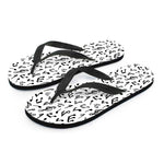 White And Black Music Note Pattern Print Flip Flops