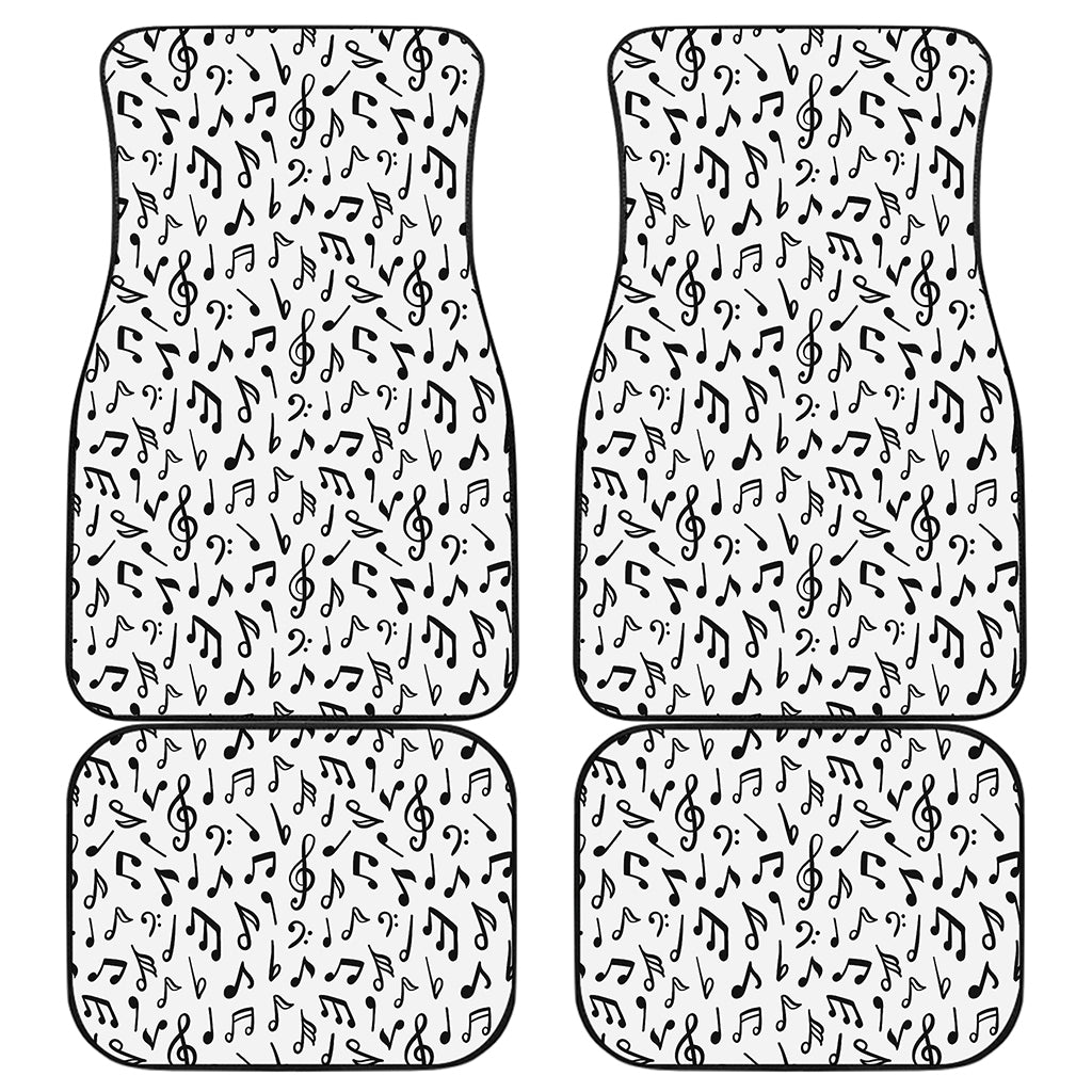 White And Black Music Note Pattern Print Front and Back Car Floor Mats