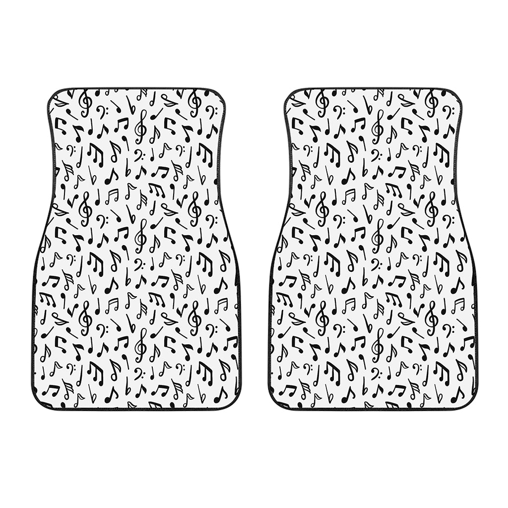 White And Black Music Note Pattern Print Front Car Floor Mats