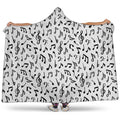 White And Black Music Note Pattern Print Hooded Blanket