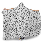 White And Black Music Note Pattern Print Hooded Blanket