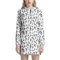 White And Black Music Note Pattern Print Pullover Hoodie Dress