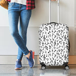 White And Black Music Note Pattern Print Luggage Cover