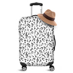 White And Black Music Note Pattern Print Luggage Cover