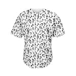 White And Black Music Note Pattern Print Men's Baseball Jersey