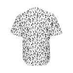 White And Black Music Note Pattern Print Men's Baseball Jersey