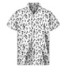 White And Black Music Note Pattern Print Men's Short Sleeve Shirt