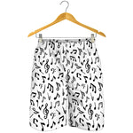 White And Black Music Note Pattern Print Men's Shorts
