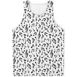 White And Black Music Note Pattern Print Men's Tank Top