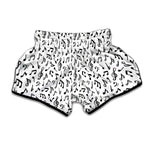 White And Black Music Note Pattern Print Muay Thai Boxing Shorts