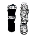 White And Black Music Note Pattern Print Muay Thai Shin Guard