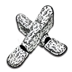 White And Black Music Note Pattern Print Muay Thai Shin Guard