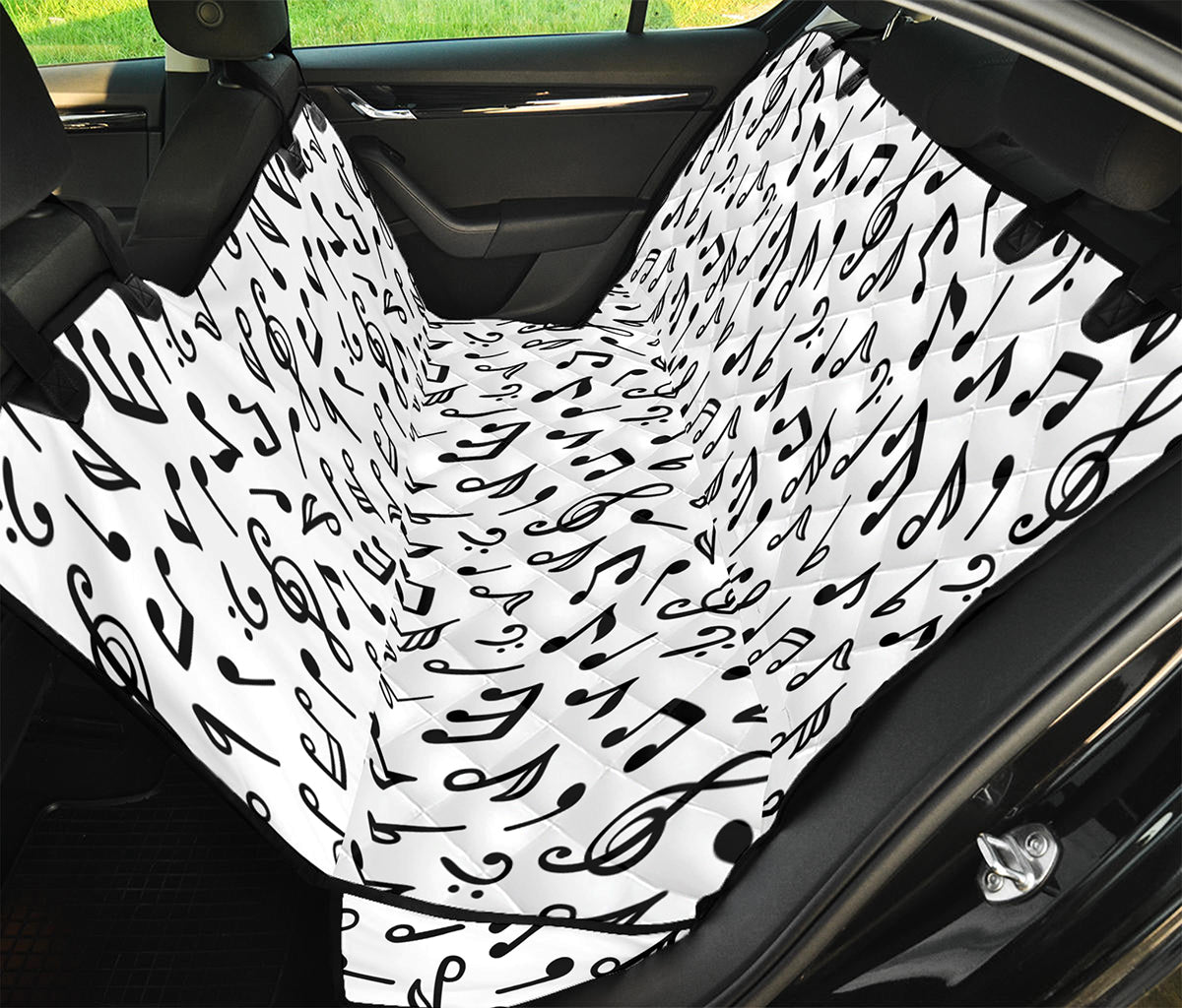 White And Black Music Note Pattern Print Pet Car Back Seat Cover
