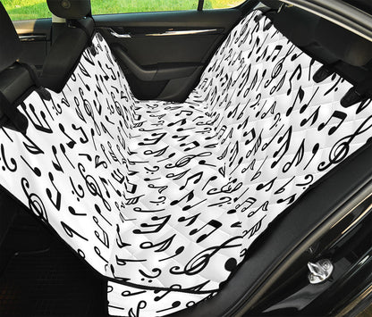 White And Black Music Note Pattern Print Pet Car Back Seat Cover