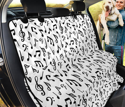 White And Black Music Note Pattern Print Pet Car Back Seat Cover